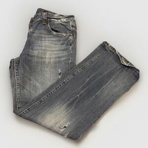 Vigoss‎ Jeans Womens Size 17 Bootcut Medium Wash Distressed Denim Flare Y2K